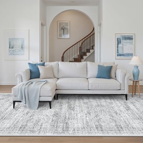 Washable Hallway Runner Rug 4x12 Kitchen Entry Rugs Non (Grey / 4' x 12' (Runner))