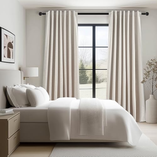 92 Inch Long Curtains Blackout 2 Panels (Oatmeal / 52"W x 92"L (Pack of 2))