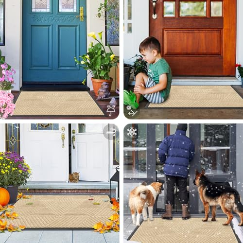 Front Door Mat Outside Entrance (Beige / 35" X 23")