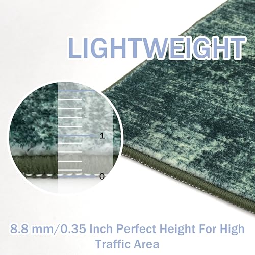Abstract Area Rug 3x5 Ft Washable Rugs for Entryway Indoor (Dark Green / 3' x 5' (Rectangular))
