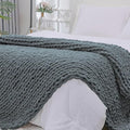 Chunky Knit Throw Blanket for Couch (Iron Gray / 40"x80" (Special Size Throw))