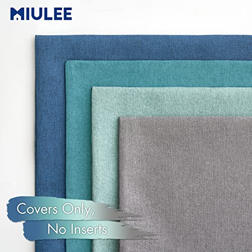 Pack of 4 Decorative Outdoor Throw Pillow Covers Linen Waterproof Pillow Covers Summer Farmhouse Cushion Cases for Patio Garden Tent Balcony Couch Sofa 16x16 Inch Blue (16" x 16" (Pack of 4) / Blue)