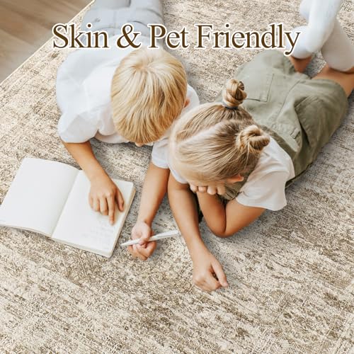 Washable Area Rug 8x10 Large Soft Brown Rugs for Living Room (Brown / 8' x 10' (Rectangular))