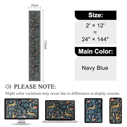 2x12 Washable Runner Rug (Navy Blue (Animal) / 2' x 12' (Rectangular))