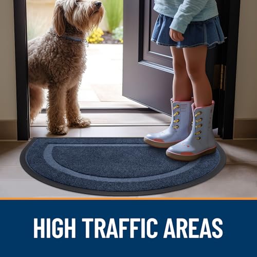 Half Circle Front Door Mat Outside 47x23 All (Blue / 47" x 23")