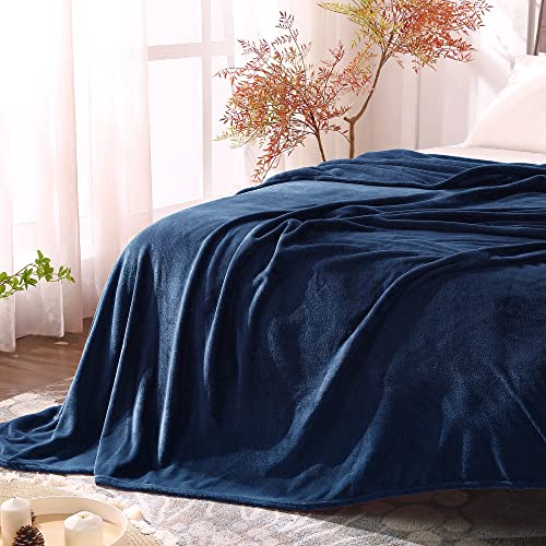 Fleece Blanket Soft Plush King Size Bed Blanket Navy 108"x90" (Navy / King(108"x90"))