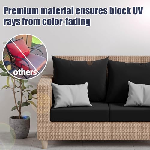8Pcs Outdoor Cushion Covers (Black / Square-large + Rectangle)