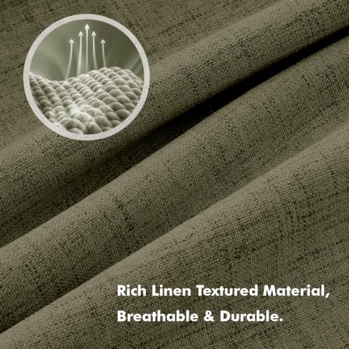 100% Blackout Linen Curtains 42 x 84 Inch Light Olive Green 2 Panels (Light Olive Green / 42"W x 84"L (Pack of 2))