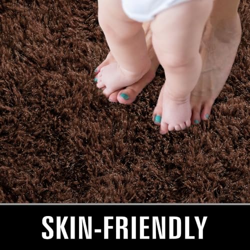 Super Soft Shaggy Rugs Fluffy Carpets (8' x 10' (Rectangular) / Brown)