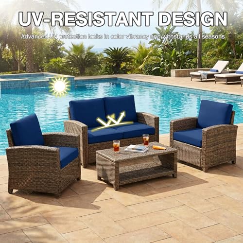 8Pcs Patio Cushion Covers (Navy / 8PCS)