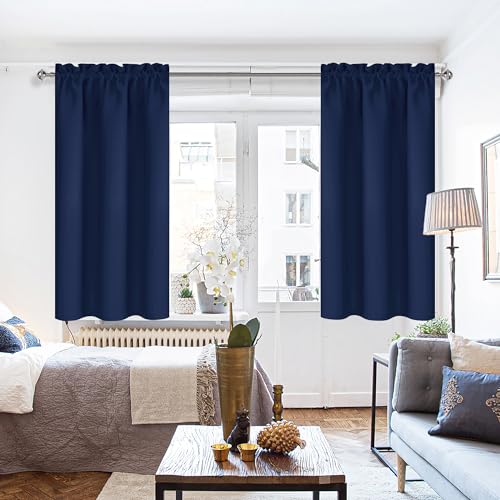 Blackout Curtains for Bedroom 38 x 45 Inch Long Navy Blue 2 Panels (Navy Blue / 38"W x 45"L (Pack of 2))