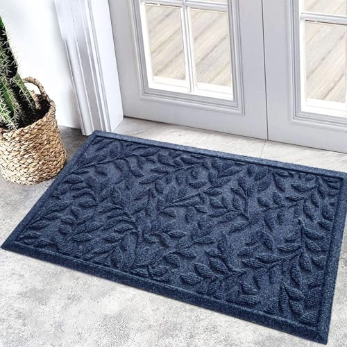 Sturdy Front Entrance Doormats (1'5" x 2'6" (Rectangular) / Leaves Blue)