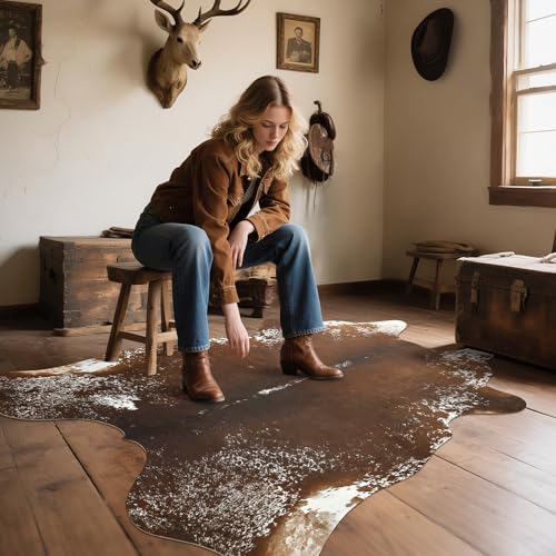 Faux Cowhide Rug (6'3" x 5'2" (6.2"×5.2 ft) / Spotted Brown)