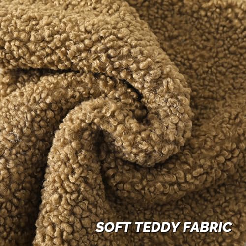 Pack of 2 Faux Fur Teddy Boucle Pillow Covers 16x16 Inch (Khaki / 16" x 16" (Pack of 2))