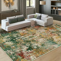Washable 9'x12' Abstract Area Rug for Living Room Green Multi (Green/Orange/Red/Blue / 9' x 12' (Rectangular))