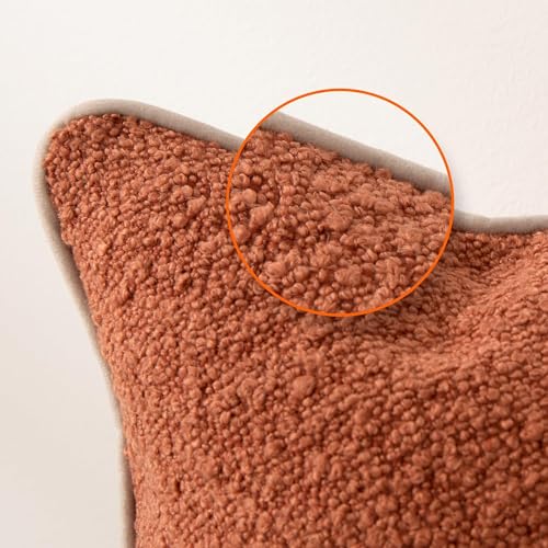 Boucle Throw Pillow Covers for Couch (Brown / 24" x 24" (Pack of 2))