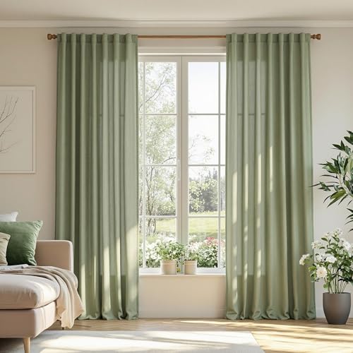 Patio Curtains for Sliding Door 90 inch Length 2 Panels Set (50"W x 90"L (Pack of 2) / Sage Green-new)
