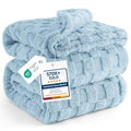 Checkered Soft King Size Blankets for Bed (Light Blue / King (108" X 90"))