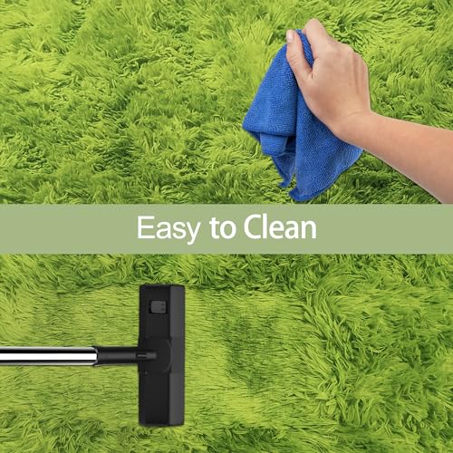 Green Tie Dyed Rug for Bedroom 4x6 Fluffy Area Rug Mat Bedside Throw Rug for Living Room Kids Room Boys Teens Nursery Baby Dorm Office Home Decor Aesthetic Carpets (Tie-dyed Green / 4' x 6' (Rectangular))