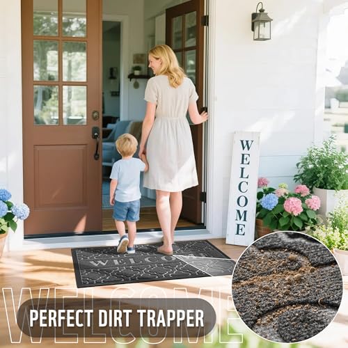 Welcome Door Mat (29.5x17 Inch / Dark Gray)