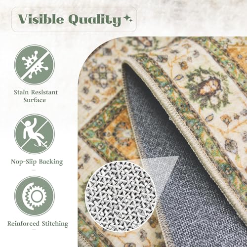 Area Rug 9x12 Washable Rug (Vintage Green / 9' x 12' (Rectangular))