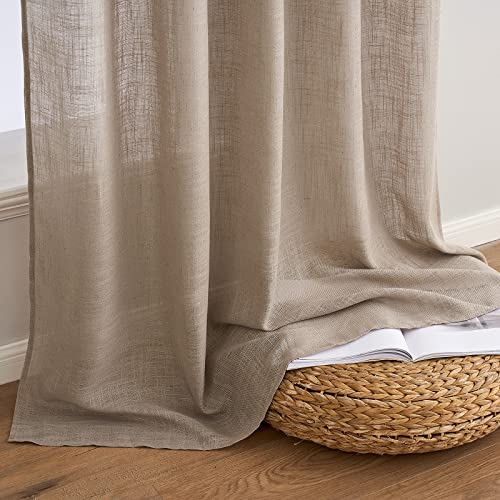 Taupe Linen Curtains 52x108 Inch Long for Bedroom Living Room Decor (52"W x 108"L (Pack of 2) / Taupe)