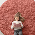 Rust Red Round Rugs for Bedroom (6 Ft Round / Rust Red)