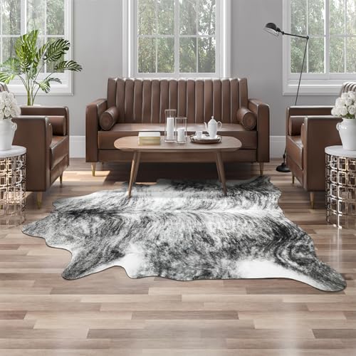 Western Faux Cowhide Rug (4' x 3' (4x3 ft) / Black / Grey)