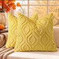 Faux Fur Mustard Yellow Throw Pillow Covers 20x20 Set of 2 (20" x 20" (Pack of 2) / Mustard Yellow)