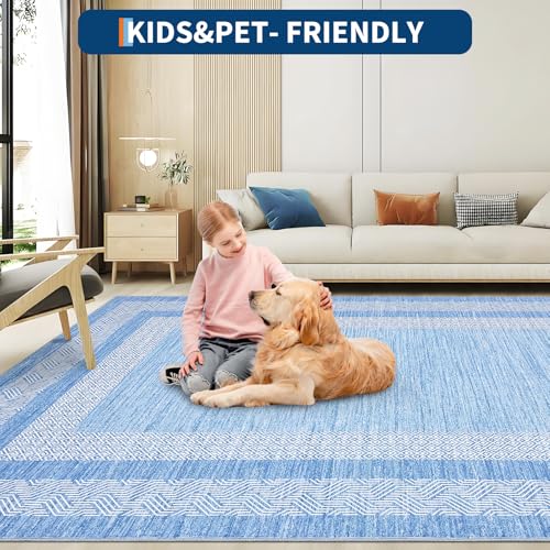Washable 2.5x10 Kitchen Runner Rug (Light Blue / 2'6" x 10' (Rectangular))