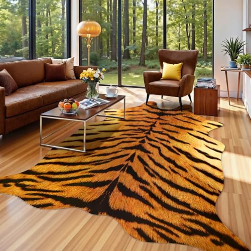 Premium Tiger Print Rug (5'2" X 6'3" (Irregular) / Classic Tiger)
