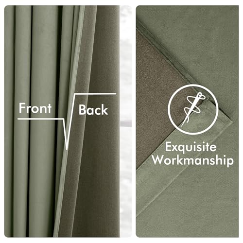 Velvet Curtains 50W x 90L 2 Panels Sage Green Blackout Curtains (Sage Green / 50"W x 90"L (Pack of 2))