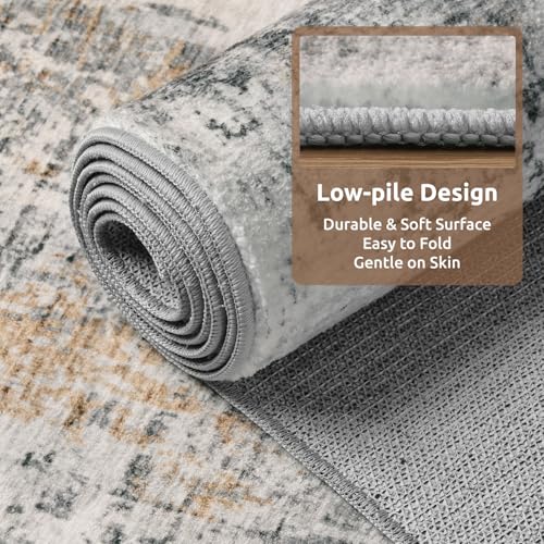 2 x 6 Hallway Runner Rug Non Slip Super Soft Runner Rugs Machine Washable Low Pile Modern Abstract Runners for Hallways for Bedroom Laundry Room Kitchen (Grey / 2' x 6')