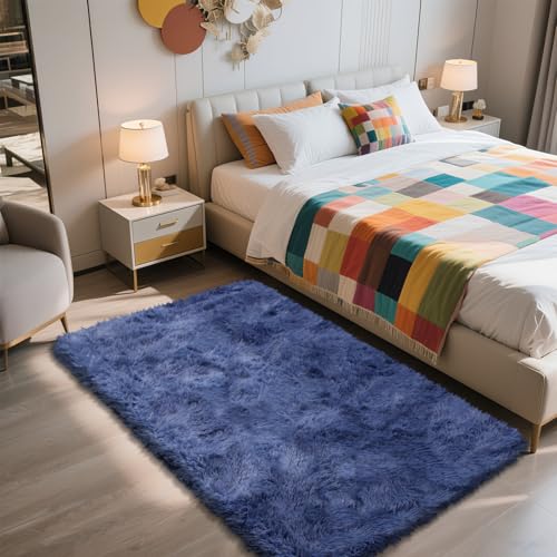 3x5 Area Rug for Bedroom (Blue / 3' x 5' (Rectangular))