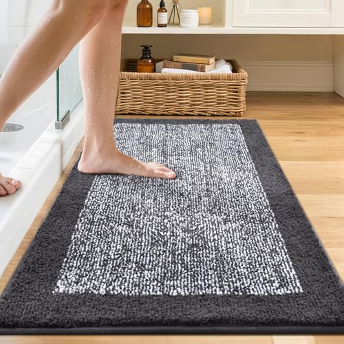 48x24 Bathroom Rugs Non Slip Washable (Dark Grey / 2' x 4' (Rectangular))