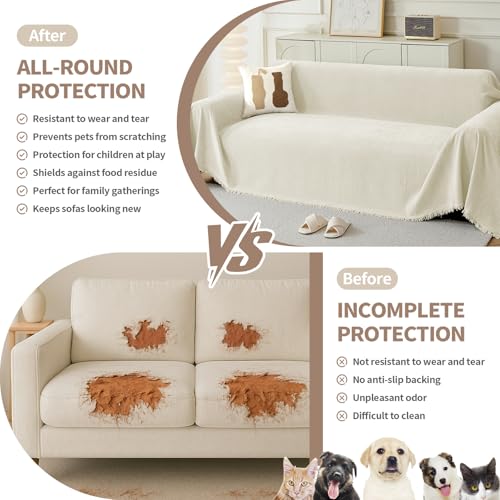 Couch Cover for Sofa (Cream / 91*150 inch)