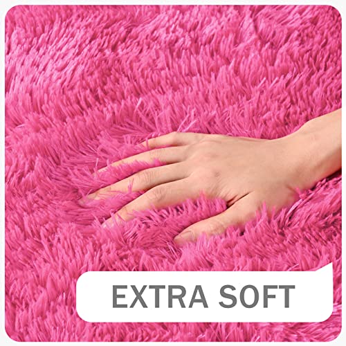 Shag Fluffy Area Rug for Bedroom Living Room (5'3" x 7'7" (Rectangular) / Hot Pink)