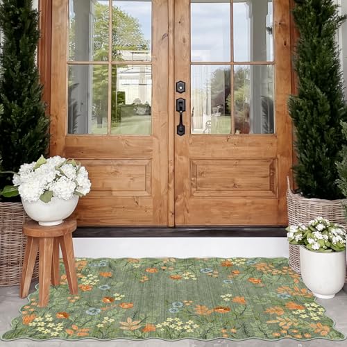 Floral Outdoor Rug (Floral - Green / 2'4" x 3'7" (Rectangular))