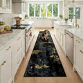 Washable Runner 2'x9' Abstract Area Rug for Hallway Black Gold (Black/Gold / 2' x 9' (Runner))
