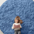 Blue Round Rugs for Bedroom (9 Ft Round / Blue)