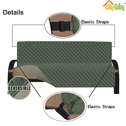 Reversible Couch Cover (Greyish Green/Beige / Large Futon)