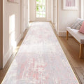 Washable Runner 2'x10' Abstract Area Rug for Hallway Gray Pink (Gray/Pink / 2' x 10' (Runner))