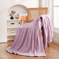 Light Purple Throw Blanket 60"×80" Fuzzy 3D Jacquard Decorative (Light Purple / 60"×80”)
