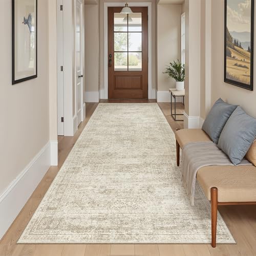 Washable 4x8 Hallway Runner Rug Non (Beige / 4' x 8' (Runner))