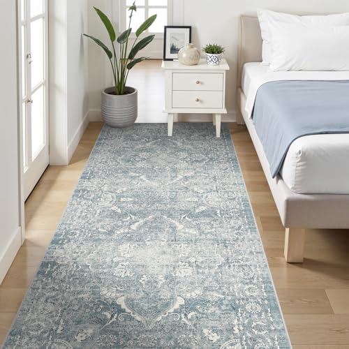 4x8 Washable Hallway Runner Rug (Blue / 4x8)