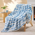 Ribbed Fleece Throw Blanket for Couch (Tie-dye Blue / Throw(50"x60"))