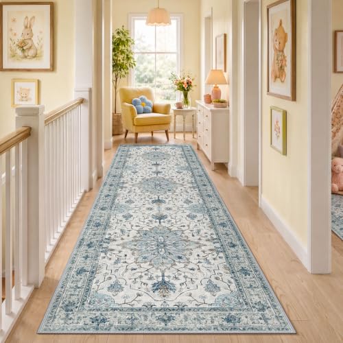 Washable Area Rug (Blue/White/Gray / 3' x 10' (Rectangular))