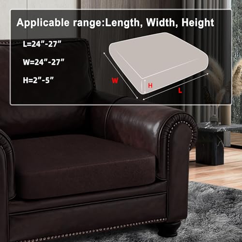 Leather Look Couch Cushion Covers Sofa Seat Slipcovers Sets Couches Furniture Protector for Sectional Armchair Loveseat Pets Kids Stretch Spandex Fabric (1 Cushion Armchair / 01 Chocolate)