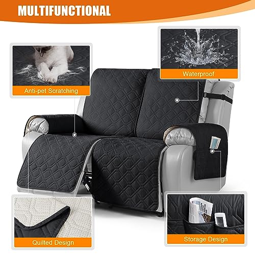 Waterproof Recliner Loveseat Covers Washable (Black / 2 Seater)