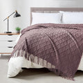 Lavender Throw Blanket 50 x70 Inch Jacquard Throw Knitted Blanket (Jacquard-dark Lavender / 50"x70")
